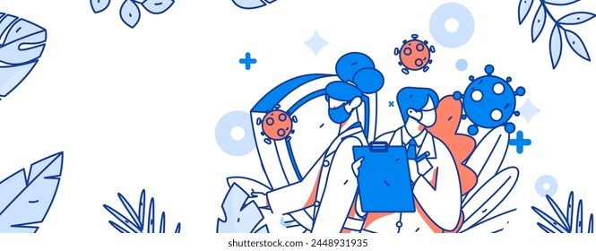 Medical characters fighting the epidemic flat vector concept operation hand drawn illustration
