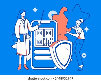 Medical characters fighting the epidemic flat vector concept operation hand drawn illustration
