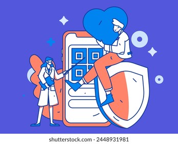 Medical characters fighting the epidemic flat vector concept operation hand drawn illustration

