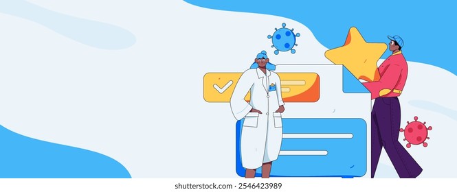 Medical characters fighting the epidemic flat vector concept operation hand drawn illustration
