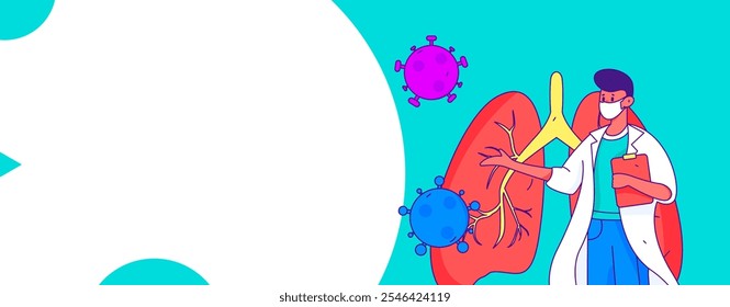 Caracteres médicos combatendo o vetor plano epidêmico conceito operação desenhado à mão ilustração
