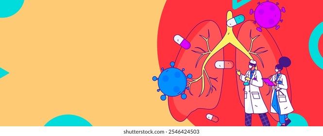 Caracteres médicos combatendo o vetor plano epidêmico conceito operação desenhado à mão ilustração
