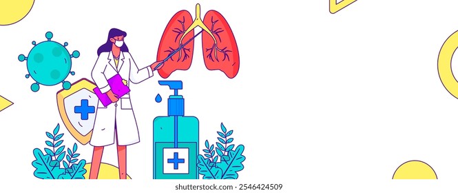 Caracteres médicos combatendo o vetor plano epidêmico conceito operação desenhado à mão ilustração
