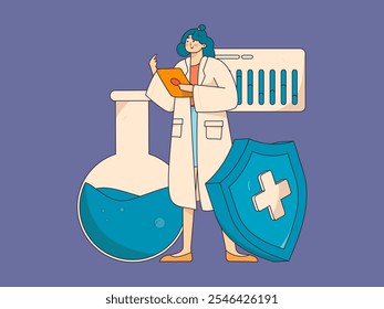Medical characters fighting the epidemic flat vector concept operation hand drawn illustration
