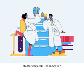 Medical characters fighting the epidemic flat vector concept operation hand drawn illustration
