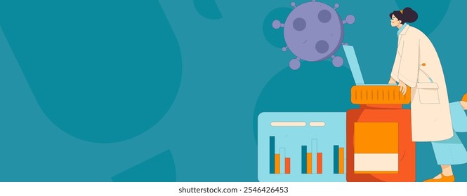 Caracteres médicos combatendo o vetor plano epidêmico conceito operação desenhado à mão ilustração
