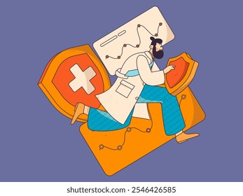 Medical characters fighting the epidemic flat vector concept operation hand drawn illustration
