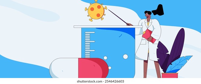 Medizinische Zeichen gegen die Epidemie flache Vektorkonzept Operation handgezeichnete Illustration
