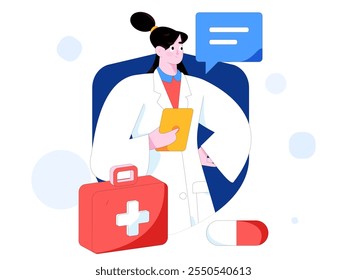 Medical characters fighting the epidemic flat vector concept operation hand drawn illustration
