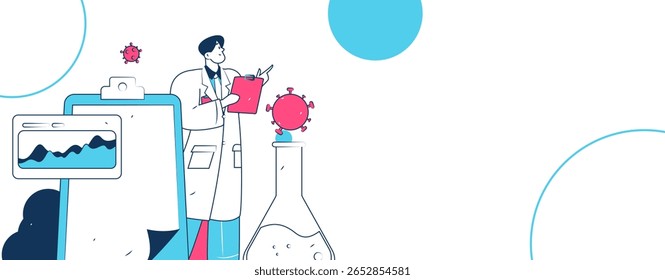 Caracteres médicos combatendo o vetor plano epidêmico conceito operação desenhado à mão ilustração

