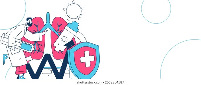 Caracteres médicos combatendo o vetor plano epidêmico conceito operação desenhado à mão ilustração
