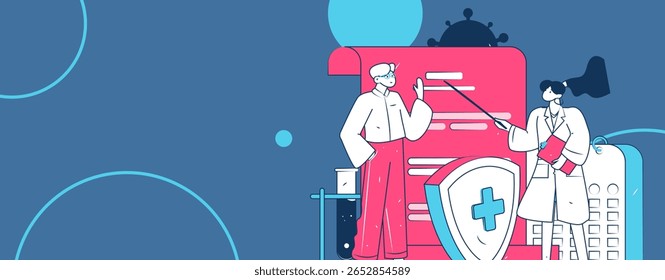 Caracteres médicos combatendo o vetor plano epidêmico conceito operação desenhado à mão ilustração
