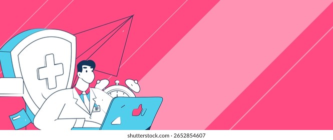 Caracteres médicos combatendo o vetor plano epidêmico conceito operação desenhado à mão ilustração
