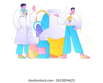 Caracteres médicos combatendo o vetor plano epidêmico conceito operação desenhado à mão ilustração
