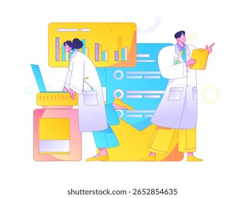 Caracteres médicos combatendo o vetor plano epidêmico conceito operação desenhado à mão ilustração
