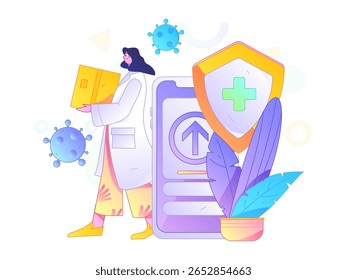 Caracteres médicos combatendo o vetor plano epidêmico conceito operação desenhado à mão ilustração

