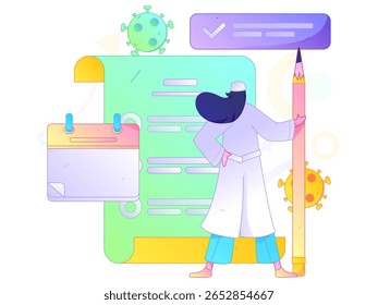 Caracteres médicos combatendo o vetor plano epidêmico conceito operação desenhado à mão ilustração

