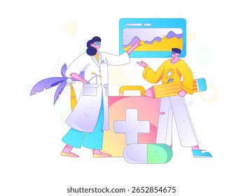 Caracteres médicos combatendo o vetor plano epidêmico conceito operação desenhado à mão ilustração
