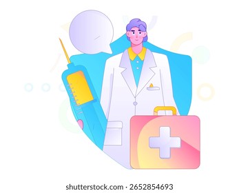 Caracteres médicos combatendo o vetor plano epidêmico conceito operação desenhado à mão ilustração
