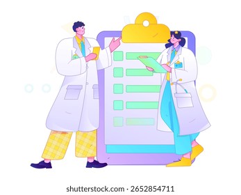 Caracteres médicos combatendo o vetor plano epidêmico conceito operação desenhado à mão ilustração
