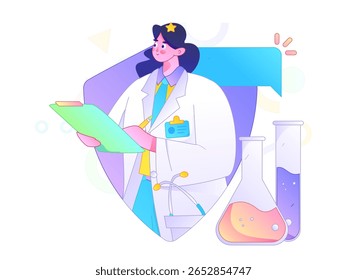 Caracteres médicos combatendo o vetor plano epidêmico conceito operação desenhado à mão ilustração
