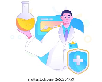 Caracteres médicos combatendo o vetor plano epidêmico conceito operação desenhado à mão ilustração
