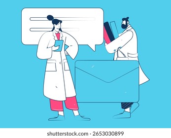Caracteres médicos combatendo o vetor plano epidêmico conceito operação desenhado à mão ilustração
