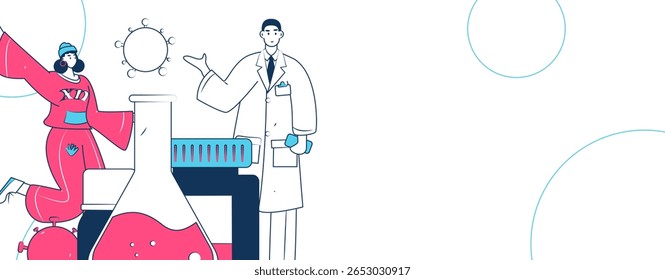 Caracteres médicos combatendo o vetor plano epidêmico conceito operação desenhado à mão ilustração
