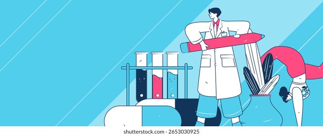 Caracteres médicos combatendo o vetor plano epidêmico conceito operação desenhado à mão ilustração
