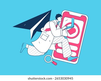 Caracteres médicos combatendo o vetor plano epidêmico conceito operação desenhado à mão ilustração
