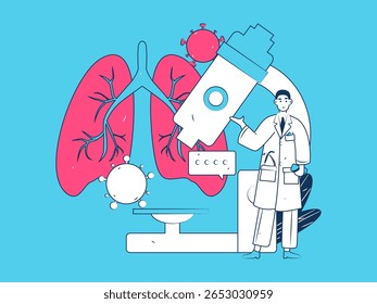 Caracteres médicos combatendo o vetor plano epidêmico conceito operação desenhado à mão ilustração
