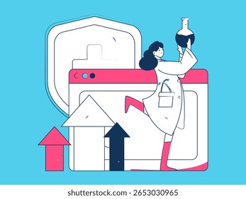 Caracteres médicos combatendo o vetor plano epidêmico conceito operação desenhado à mão ilustração
