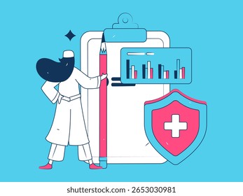 Caracteres médicos combatendo o vetor plano epidêmico conceito operação desenhado à mão ilustração
