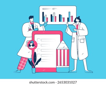 Caracteres médicos combatendo o vetor plano epidêmico conceito operação desenhado à mão ilustração
