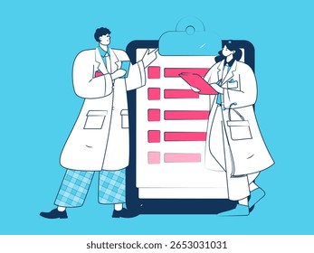 Caracteres médicos combatendo o vetor plano epidêmico conceito operação desenhado à mão ilustração
