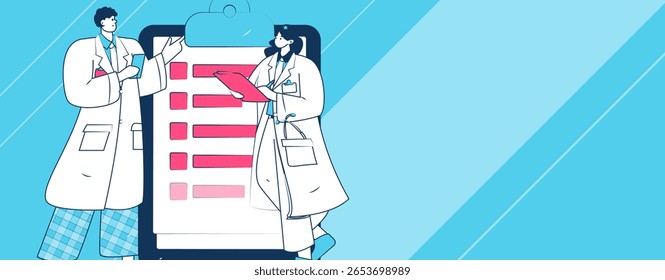 Caracteres médicos combatendo o vetor plano epidêmico conceito operação desenhado à mão ilustração
