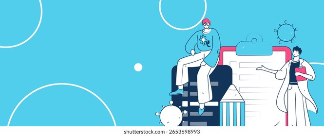 Caracteres médicos combatendo o vetor plano epidêmico conceito operação desenhado à mão ilustração
