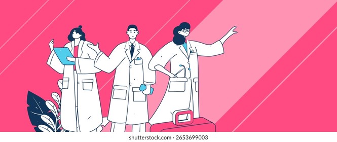 Caracteres médicos combatendo o vetor plano epidêmico conceito operação desenhado à mão ilustração
