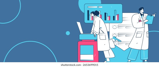 Caracteres médicos combatendo o vetor plano epidêmico conceito operação desenhado à mão ilustração
