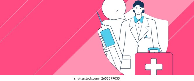 Caracteres médicos combatendo o vetor plano epidêmico conceito operação desenhado à mão ilustração
