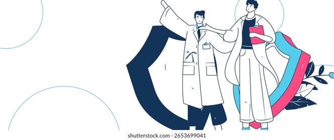 Caracteres médicos combatendo o vetor plano epidêmico conceito operação desenhado à mão ilustração

