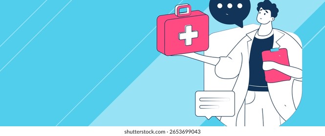 Caracteres médicos combatendo o vetor plano epidêmico conceito operação desenhado à mão ilustração
