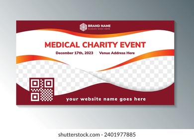 medical charity awareness month event horizontal banner template design. Editable page cover design with place for the photo collage.