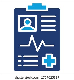 Ilustración vectorial de icono azul plana de la tabla médica