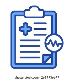 Ilustración vectorial azul del icono de la tabla médica