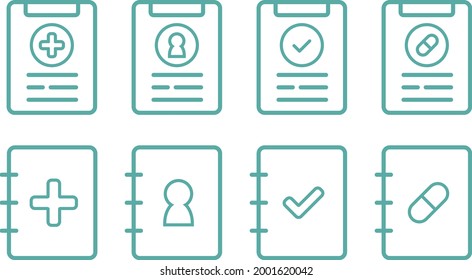 Medical chart and prescription icons