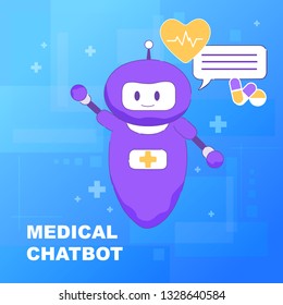 Medical Chat Bot. Online Assistant Medical Institutions Electronic Program Blue Artificial Intelligence Voice Recommendations Visit Hospital on Website with Guide Online Consultation Free.