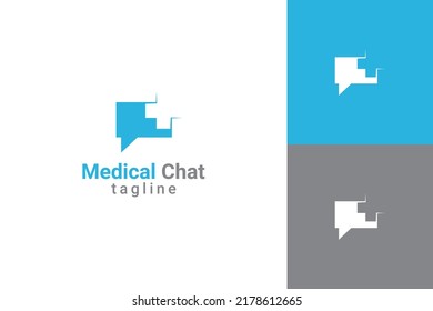 Logo-Vorlage, Nachricht und Plus-Icon-Konzept für medizinisches Chat