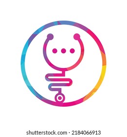 Diseño del logotipo del chat médico y del vector de charla. Ayuda del médico y consulta el concepto del logotipo.