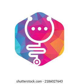 Diseño del logotipo del chat médico y del vector de charla. Ayuda del médico y consulta el concepto del logotipo.